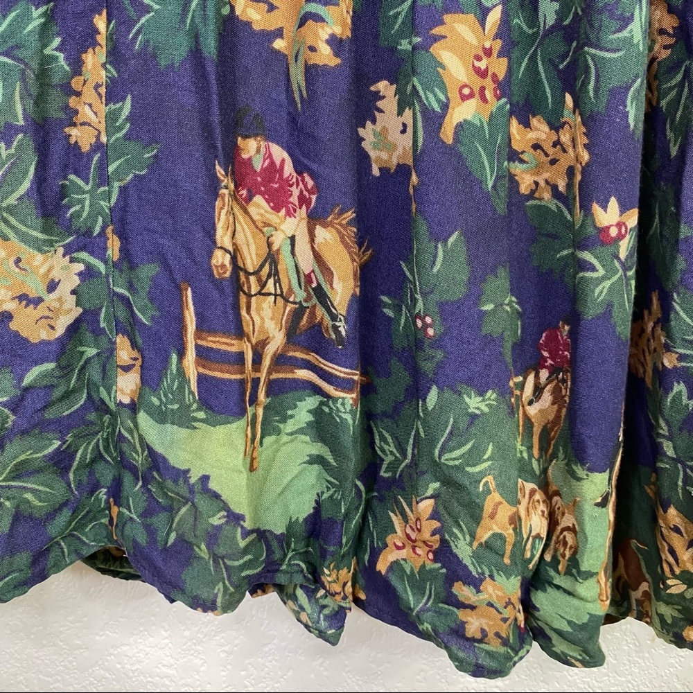 Vintage Cassidy Green Floral Equestrian Maxi Dress - Picture 11 of 13